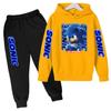 Children's Sportswear Set-Sony Cartoon Animation Printed Hooded Jacket+trousers Comfortable Fit Suitable Boys Girls Aged3to13