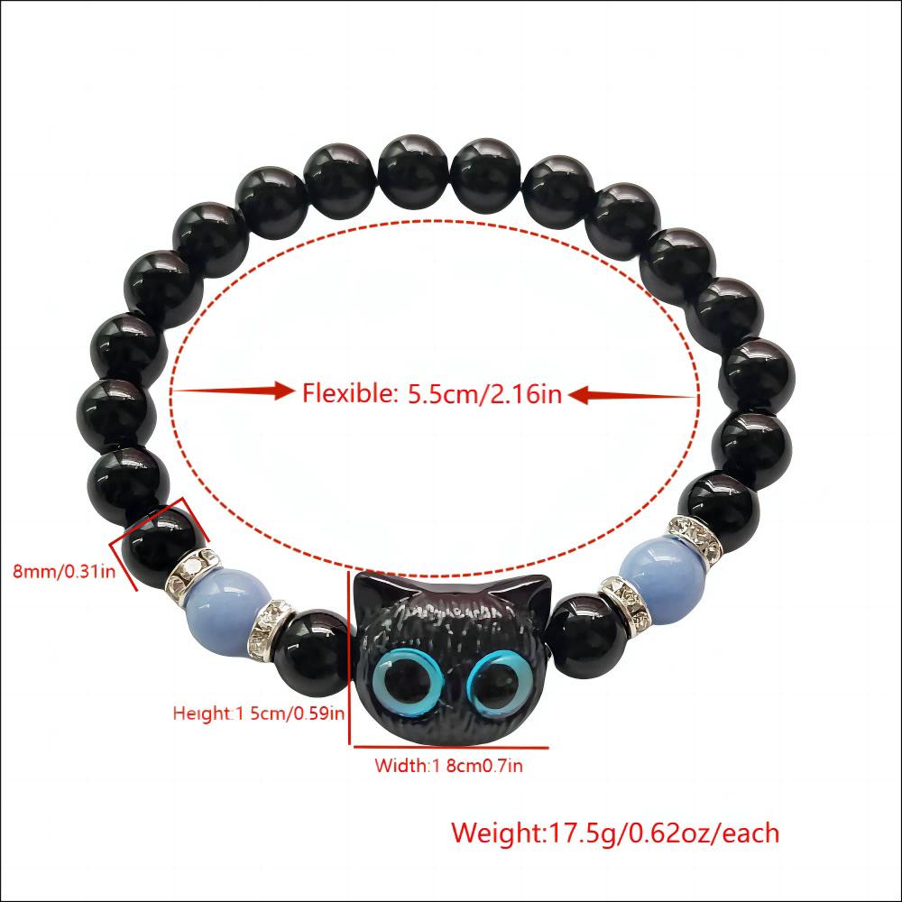 Niedliche Cartoon Katze mit großen Augen Leuchtarmbänder Leuchten im Dunkeln Fluoreszierendes Anhängerarmband für Frauen Paar Freundschaftsschmuck