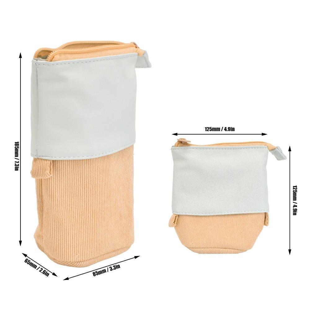 Adjustable Height Telescopic Pencil Pouch PU Corduroy Desktop Organizer Bag Beauty Arrangement жёлтый