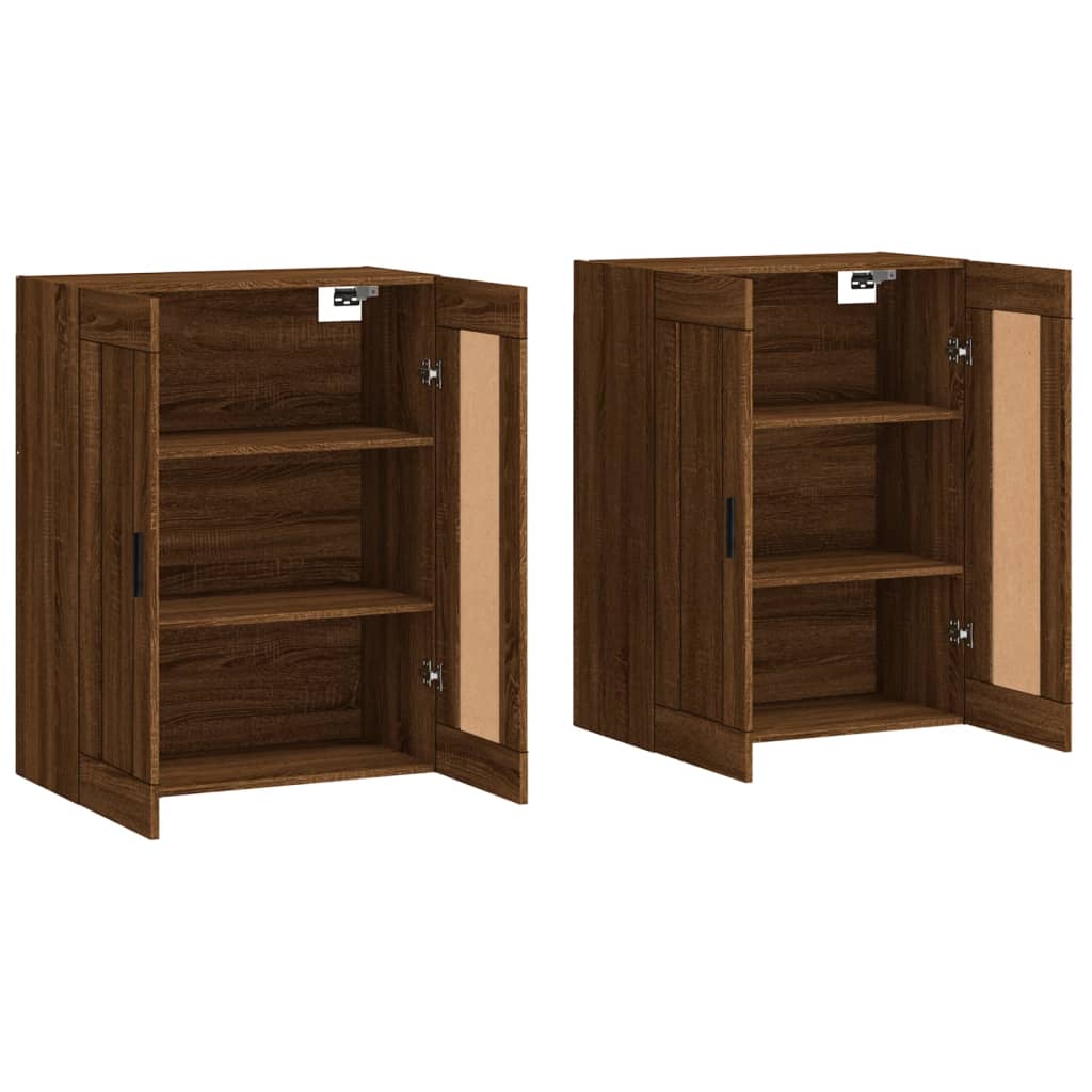 Wall Cabinets 2 Pcs Brown Oak Effect Particleboard