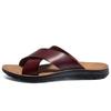 Fashion Slippers for Men Italian Leather Slippers Summer New Beach Shoes for Men Fashion Outdoor Casual Flat Slippers Big Size47 Slides