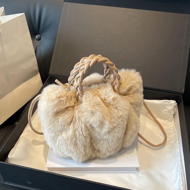 Women's Plush Soft Cloud Handheld Bag Drawstring Shoulder Bag Versatile Solid Color Temperament Crossbody Bag