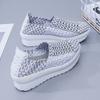 Lady Summer Breathable Slip on Beach Shoes Women Casual Platform Elevator Braided Blue White Sneakers Plus Size