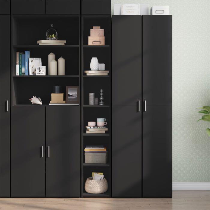VidaXL Highboard Black 30x41x185 Cm Engineered Wood, Sideboard, Cupboard, Side Cabinet, Cabinet, Storage Cabinet, 846412