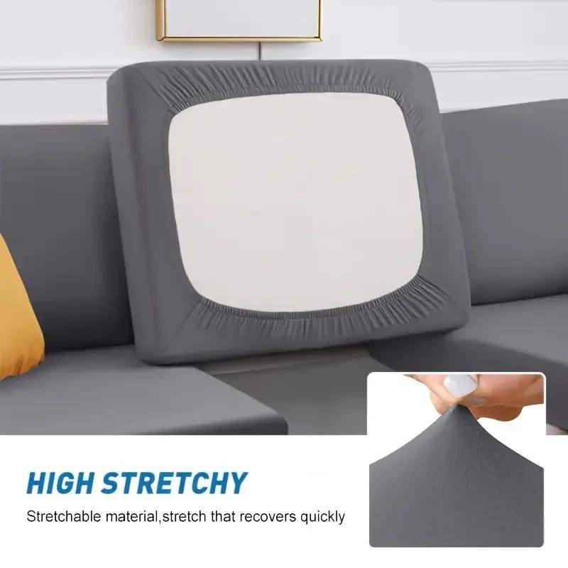 1pc Spandex Cushion Cover Solid Color Elastic Sofa Cover Pet-friendly Couch Protective Case Furniture Protector for Living Room