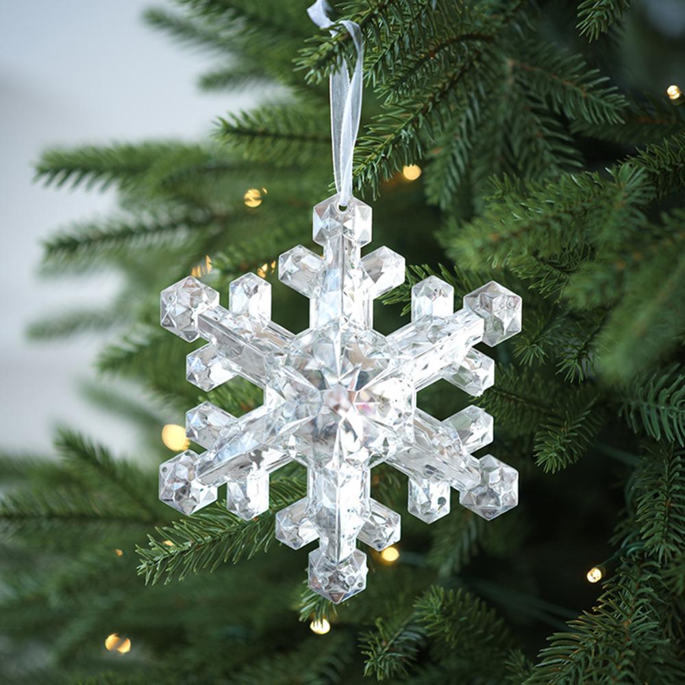 Translucent Snowflake Pendant Plastic Snowflake Shape Charm Christmas Tree Ornament Christmas New Year Atmosphere Decoration