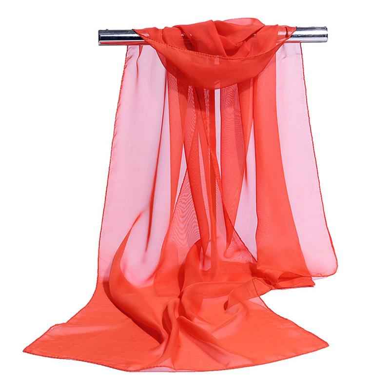 Koreanisches Damen Hochzeits-Abendparty-Kleid Schal Einfarbige Transparente Chiffon-Seiden-Schal Sommer Strandtuch Sonnenschutz-Schal R22