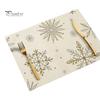 Sturdy Hemmed Table Linens Christmas Mat, Heat-Resistant Faux Linen Placemat, Non-Slip Heat Resistant Pads Washable for Holiday Dining Party Decor Non
