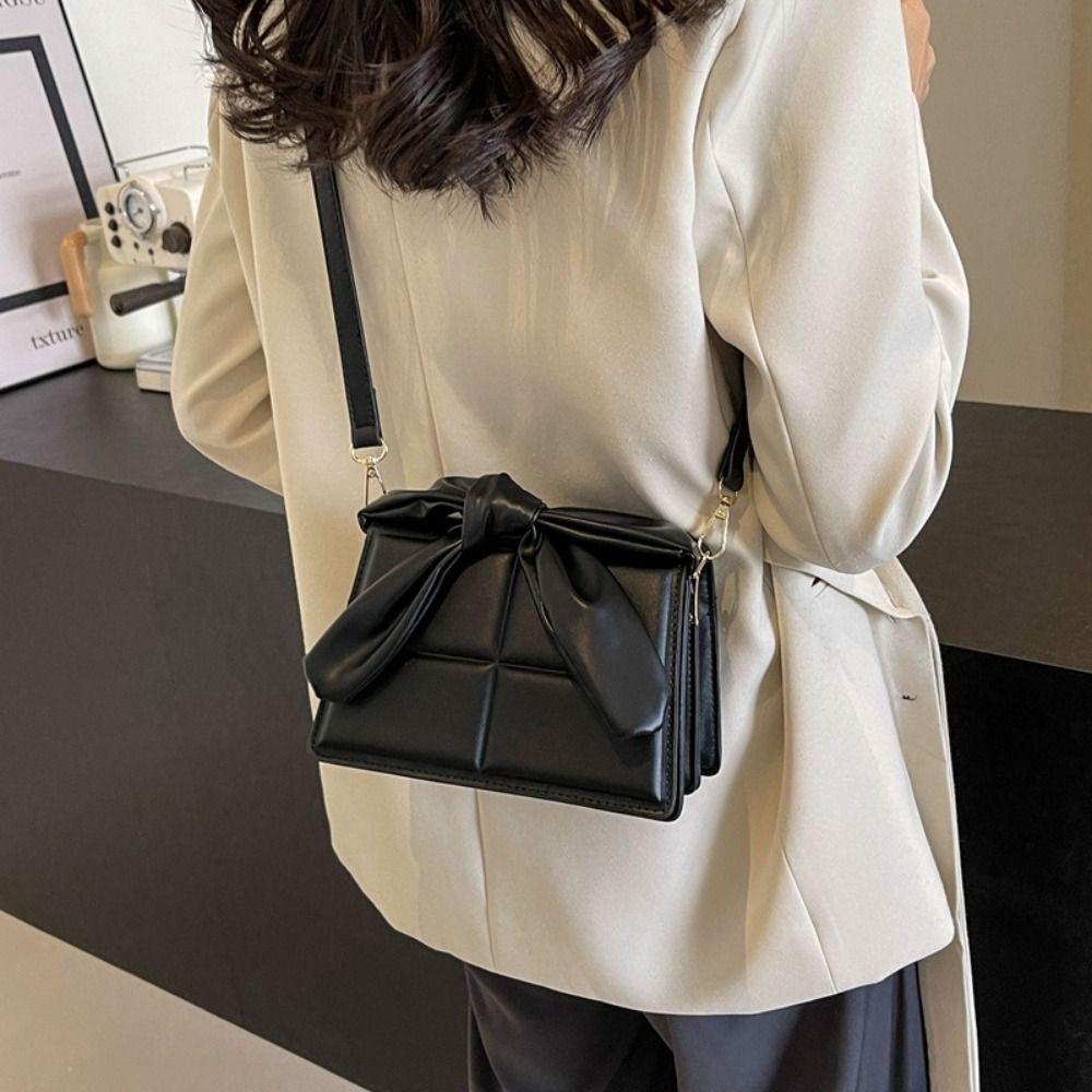 PU Bow Handle Chocolate Shape Square Bag Shoulder Bag PU Handbag Ins Simple Crossbody Bag  Outdoor