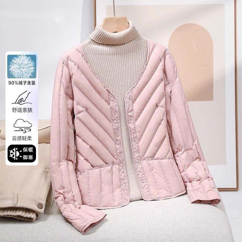 Light and Thin Down Women's New Liner Short Collarless, Light and Warm Inside, Bottom and Slim Spring and Autumn Coat