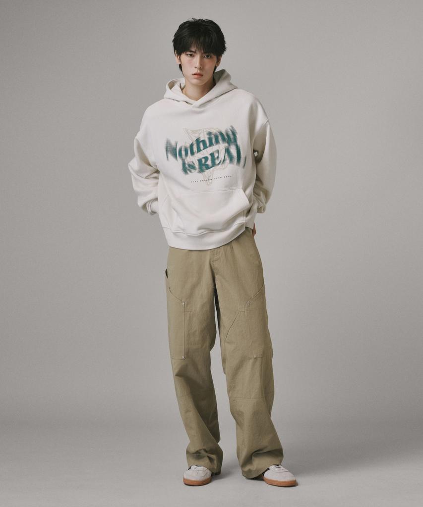 Beodeonteu Utility Side Big Pocket Wide Pants [Beige]