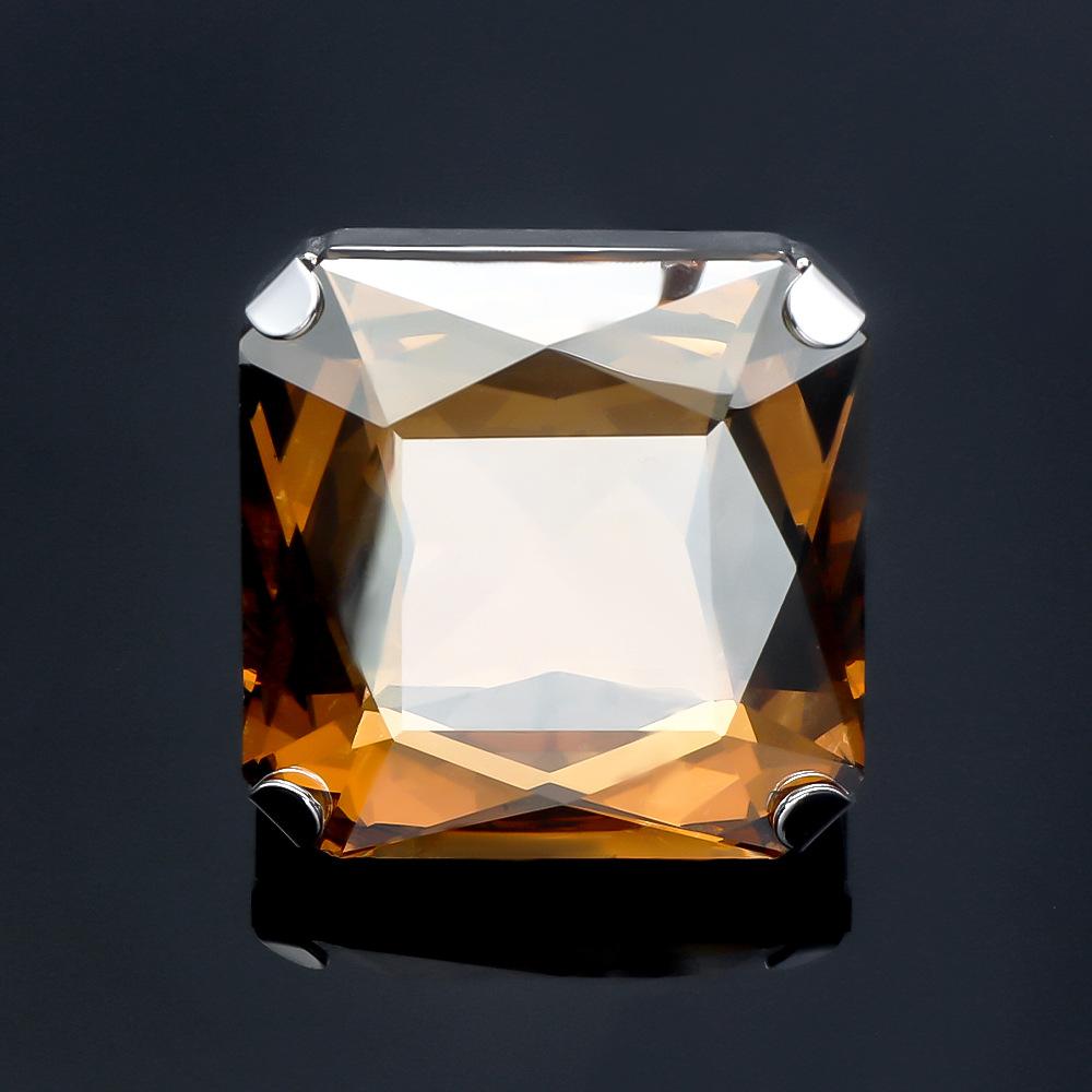 Anello Quadrato di Lusso di Nicchia Anello Esagerato di Alta Gamma Apertura Regolabile Accessori da Donna Anello