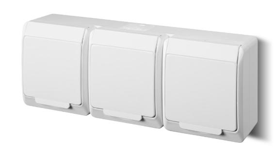 Hermes Triple Socket Z/U 2P+Z Schuko Ip44 White 0326-02