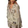 Kimono de Manga Larga con Cuello en V Holgado para Mujer, Cubre Traje de Playa con Estampado Tropical