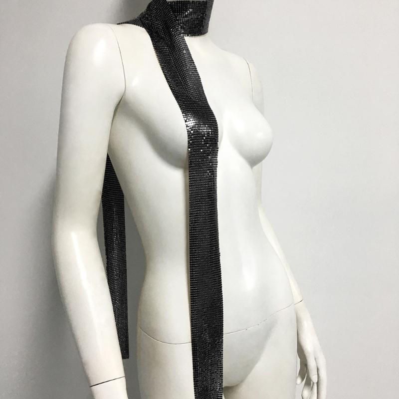 Blingbling Scarf for Women Full Sequins Long Chain for Nightclub Proms Choker Blingbling Nightclub Cool Jewelry