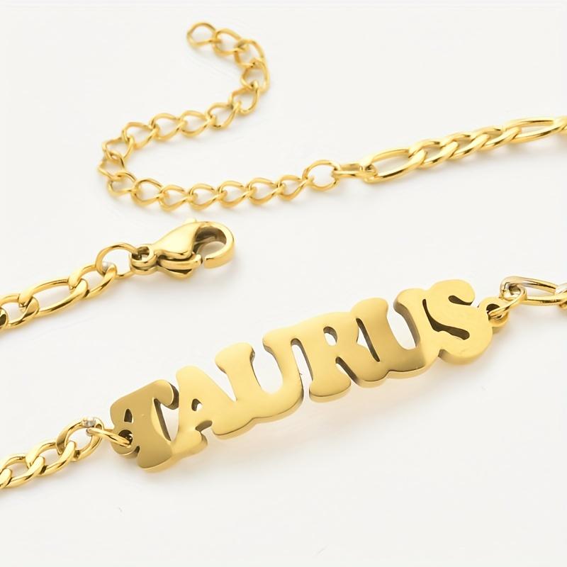 1 Pc Stainless Steel Fashion New Zodiac Letter Pendant Bracelet Jewelry NK Chain Twelve Constellations Birthday Gift
