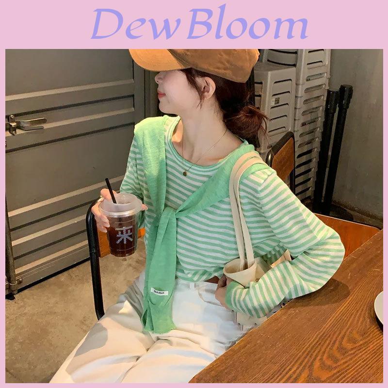 Summer Knit Top With Stripes For Casual Wear In Polyester Fabric For Women