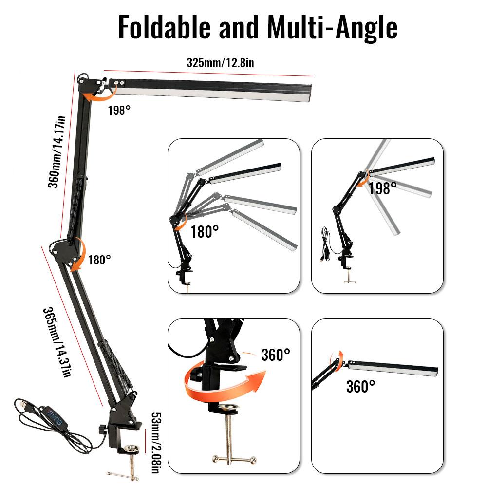 Eye-protecting Dimmable Desk Lamp, Long/short Desk Lamp. 10 Brightness Levels and 3 Lighting modes.Christmas and Halloween Gifts