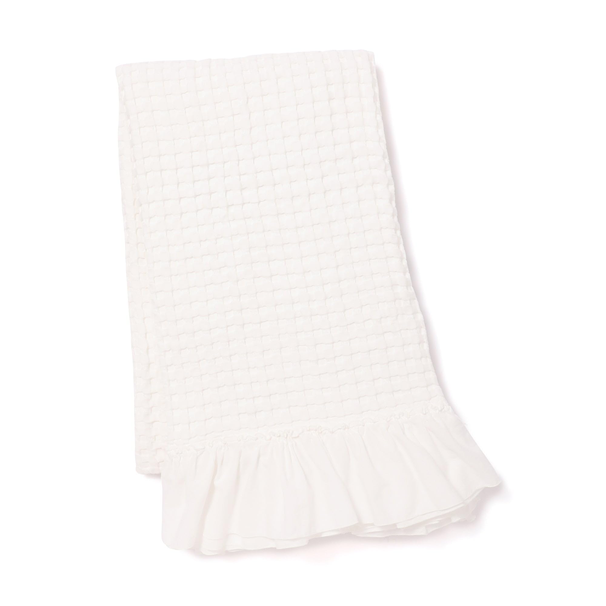 

Francfranc Smooth Waffle Blanket, Double, White, Ruffled, Lap Blanket