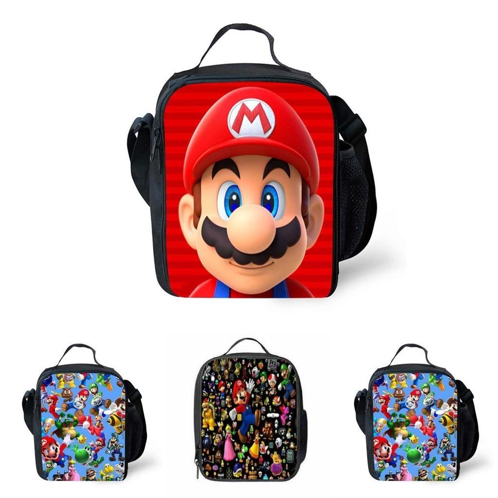 Super Mario Kids Insulated Lunch Bag Durable Oxford School Travel Picnic Bag