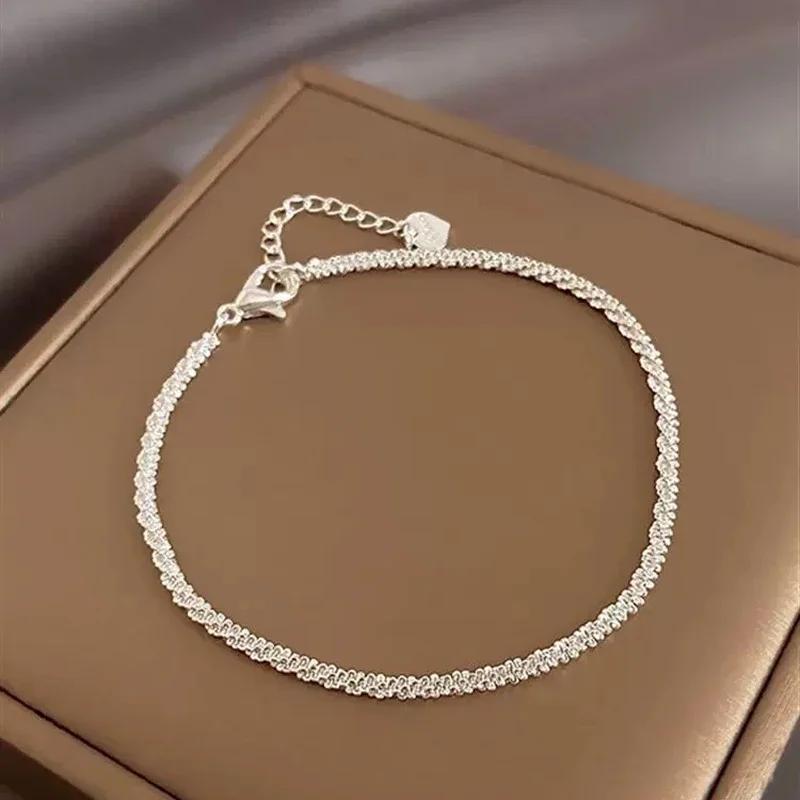 925 Silver Bead Bracelet For Women Korean Fashion Adjustable Luxury Jewelry Original Designer Beaded Bracelet