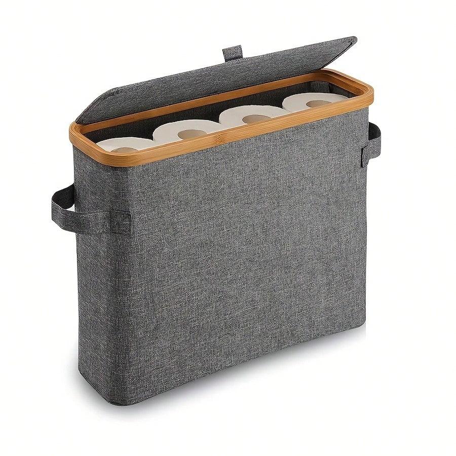 Bamboo Toilet Paper Holder , Multi-Functional Collapsible Bathroom, Bedroom, Dormitory Storage Basket, Laundry Basket