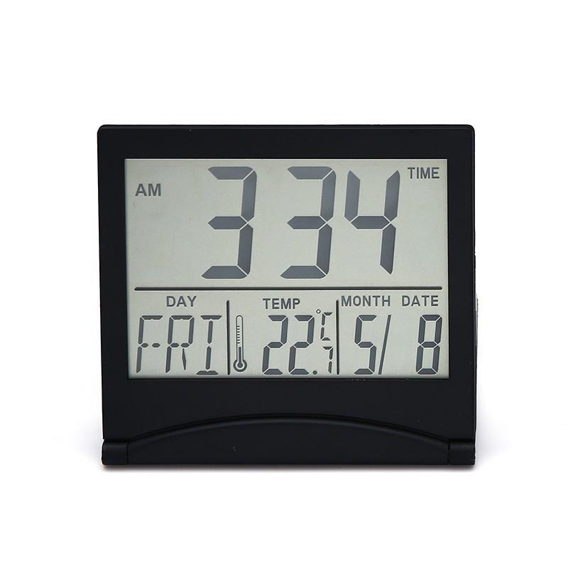 Ultra-Thin Foldable LCD Desk Clock with Alarm, Date & Temperature Display - Ideal for Travel and Convenience