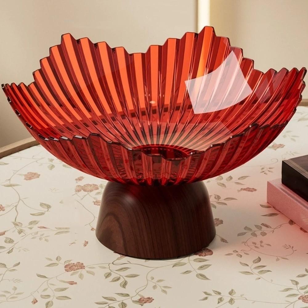High-footed Base Pedestal Fruit Bowl Modern Fruit Tray Creative Storage Tray  Kitchen Dining Room Red Round Base