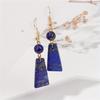 Natural Stone Pendent Drop Earring Trapezoid Shape Long Dangle Earring LapisLazuli AmethystStone Bead Eardrop JewelryGift 1 Pair