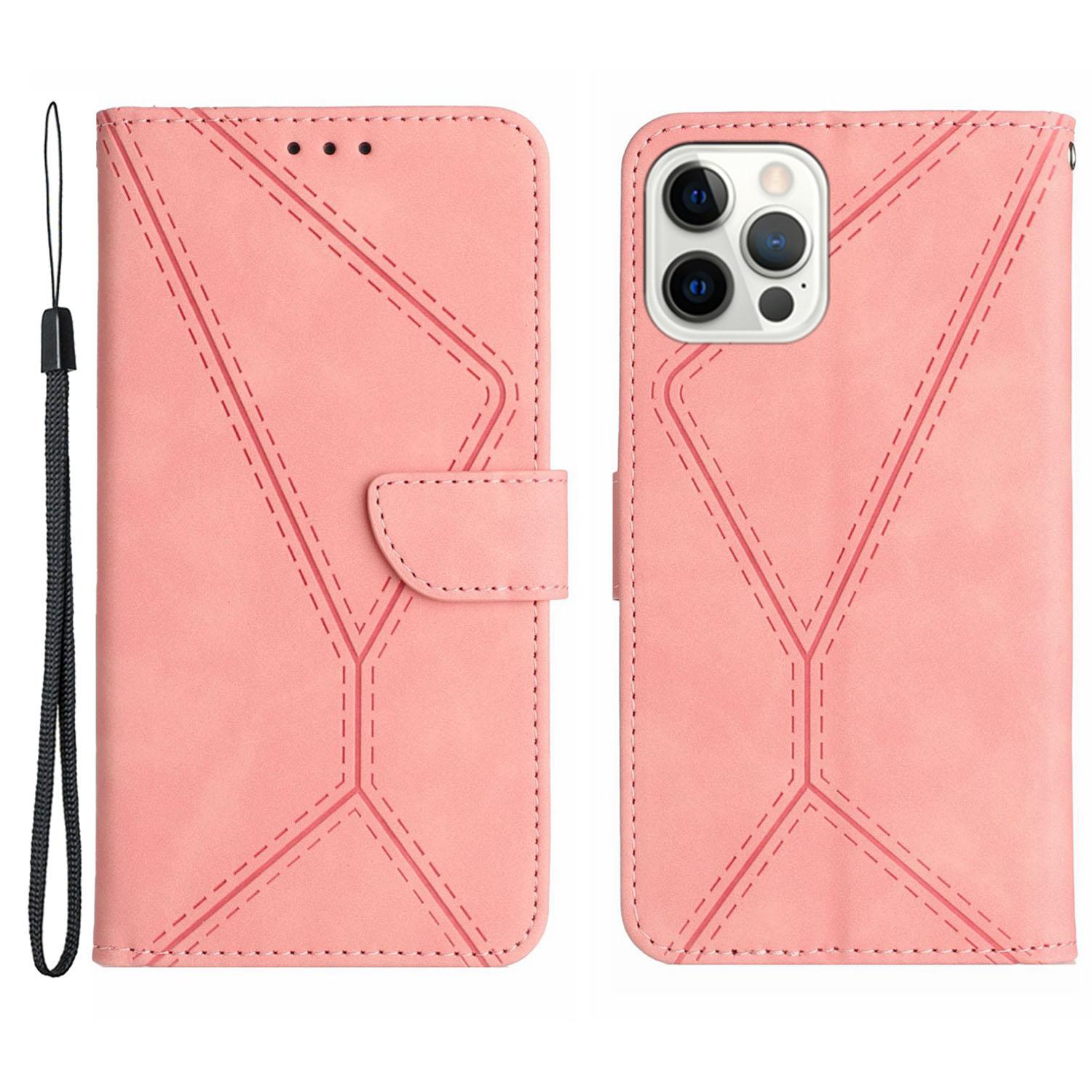 

HT05 Чохол для iPhone 16 Pro Шкіряний чохол для телефону Слоти для карток Функція підставки Pink