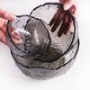 Japanese Hammered Gold Rim Glass Bowl: Heat-Resistant, Transparent, Irregular for Fruit Salad or Noodles