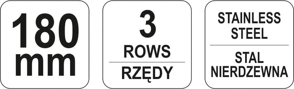 Wire brush, stainless steel wire, 3 rows, plastic handle / YT-6337 / YATO