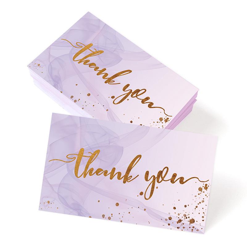 50pcs/ Pack Gold Textured Thank You Cards, Suitable For Weddings, Business, Party Invitations, Holiday Cards