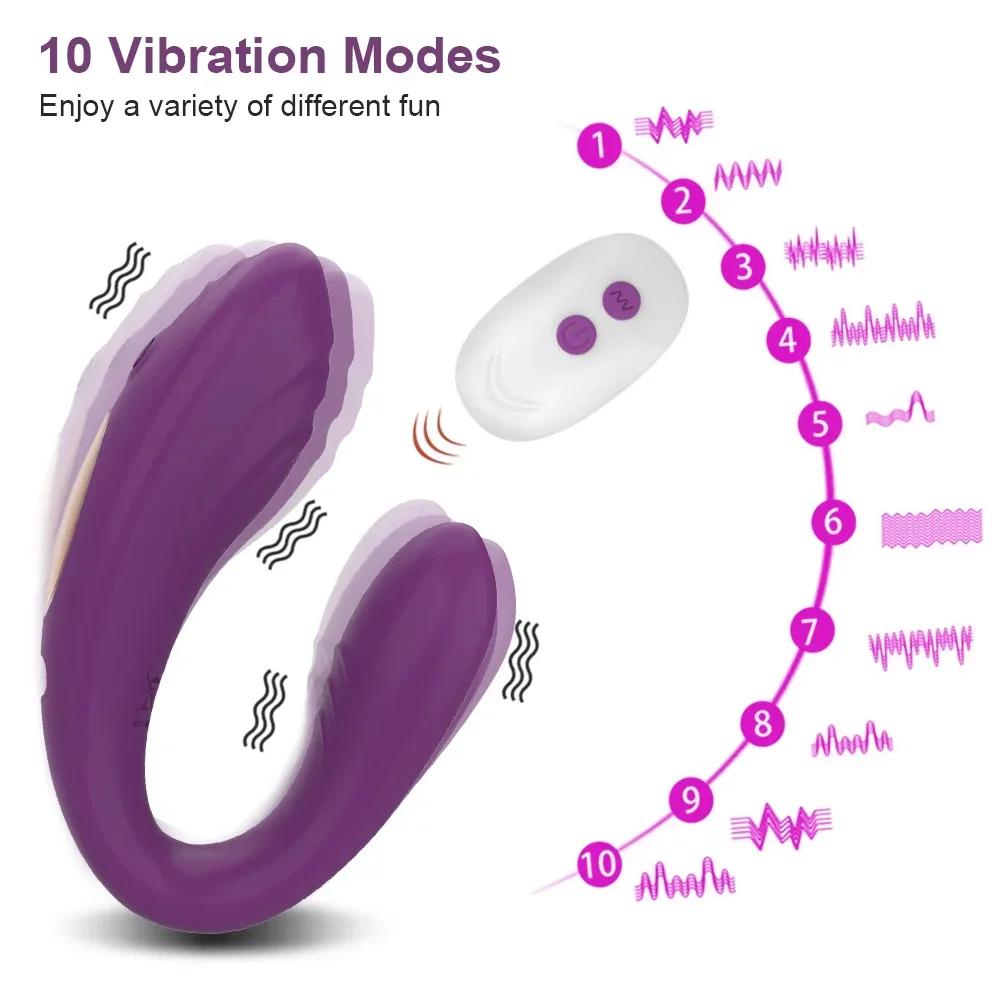 Vibrator cu telecomandă Vibrator de tip U pentru femei Stimulare clitoris Punct G Masaj vaginal Masturbare feminină Jucării sexuale pentru femei