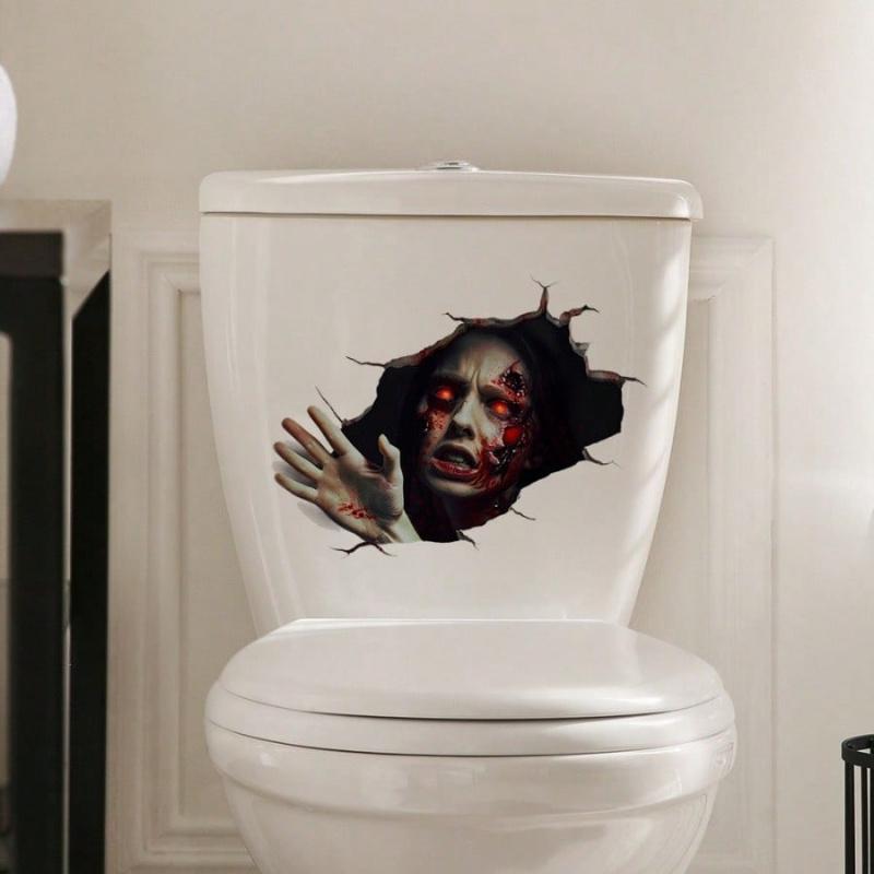 Halloween Horror Female Ghost Bedroom Bathroom Toilet Home Background Decoration Wall Sticker