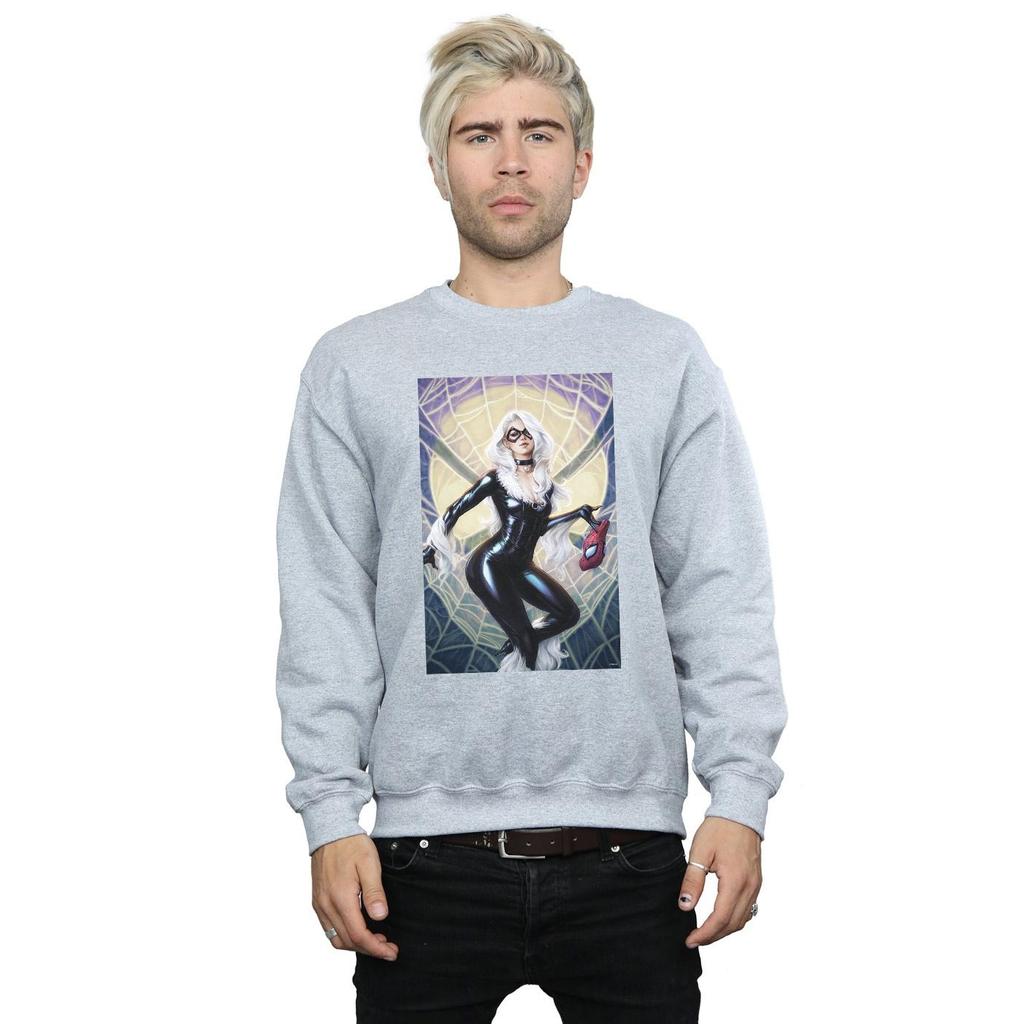 Marvel Mens Black Cat Artwork Sweatshirt
