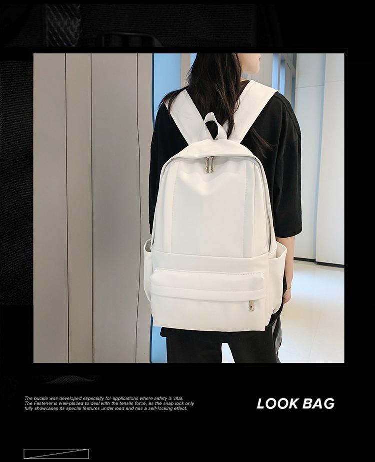 Schoolbagins Japanese simple and versatile PU schoolbag female college student high school junior high school student large capacity computer backpack