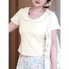 No Price Reduction #Summer New Sweet Style Doll Collar Short-sleeved T-shirt Women's Thin Short Top