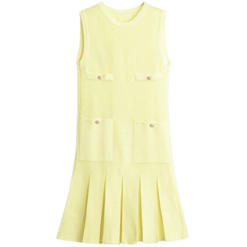 

Women s Fashion Style Summer Knitting Mini Dress Yellow L