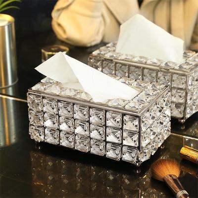 1 pièce Boîte à mouchoirs en strass Porte-serviettes en papier Accessoires de table de bureau Porte-étui pour visage Plateau à serviettes