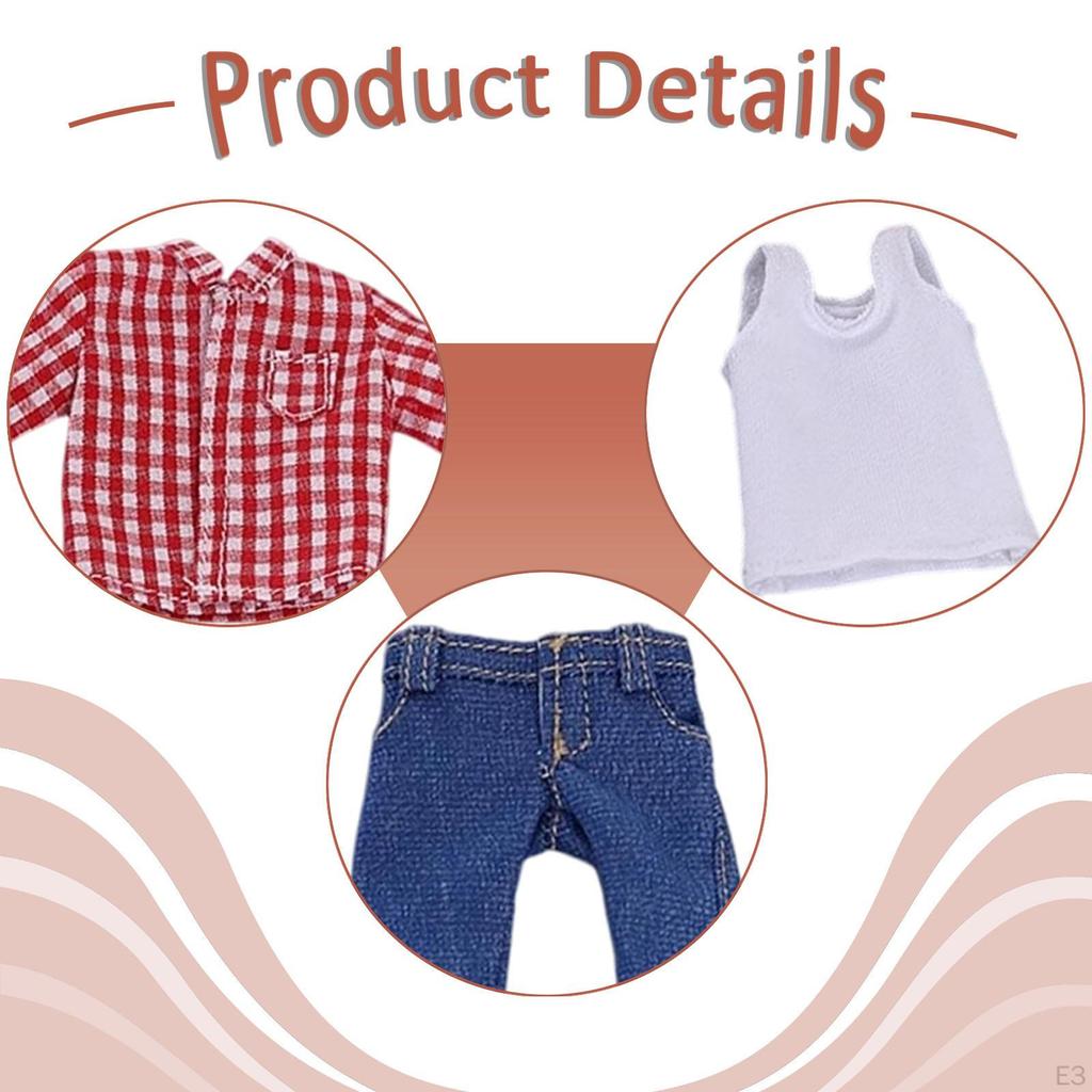 1/12 Male Figure Clothes Vest Shirt and Jeans Accessories Dress up Classic Men's Casual Outfits for