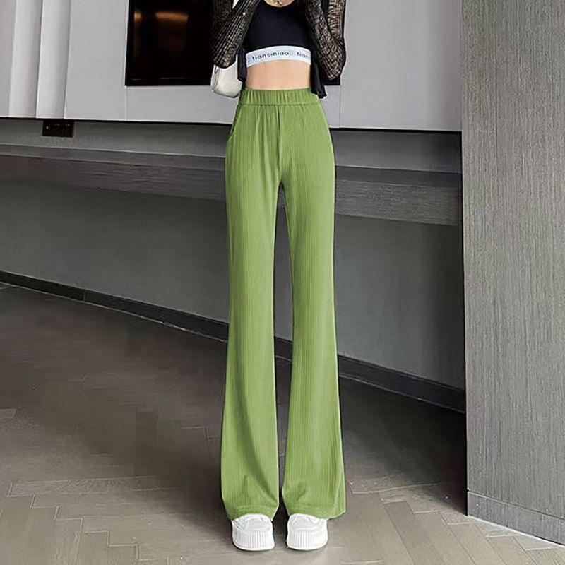Slightly Flared Pants for Women In Spring and Autumn New High-waist Summer Ice Silk Loose Thin Casual Flared Pants