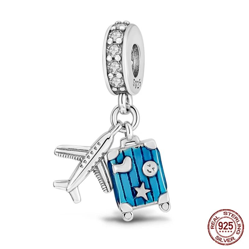 Fashion Copper Travel Aircraft Series Charms Beads Fit Original Bracelets Diy Anniversary Jewelry For Women