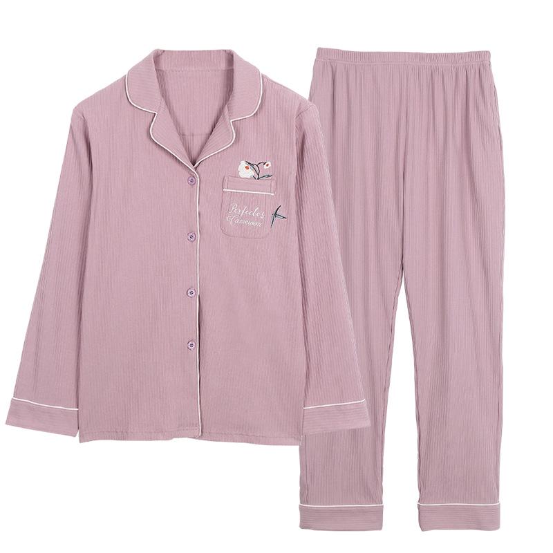 Ladies' Plus Size Cotton Pajama Set - Spring/Fall Long Sleeve Thin Style for Women and Moms