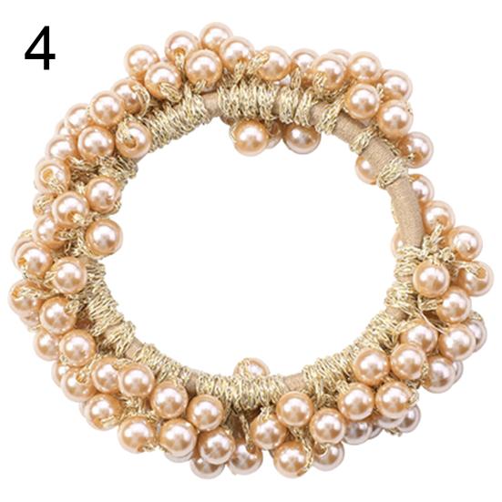Fashion Women Girls Faux Pearl Ponytail Holder Hair Tie Ring Rope Accessory