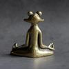Vintage Mosiężna Statuetka Żaby Medytacyjnej Zen Buddyjskiej Drobiazg Miedziana Rzeźba Zwierzęcia Kadzielnica Dekoracja Domowa na Biurko Zwierzątko Herbaciane