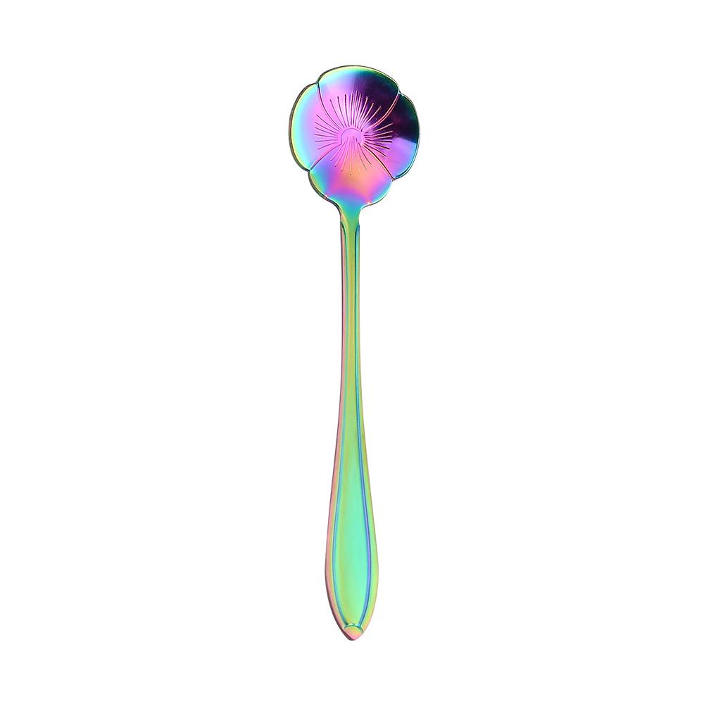 Gold Plated Christmas Flower Mixing Spoon - Japanese Stainless Steel Coffee Stirrer with Custom Logo Option.