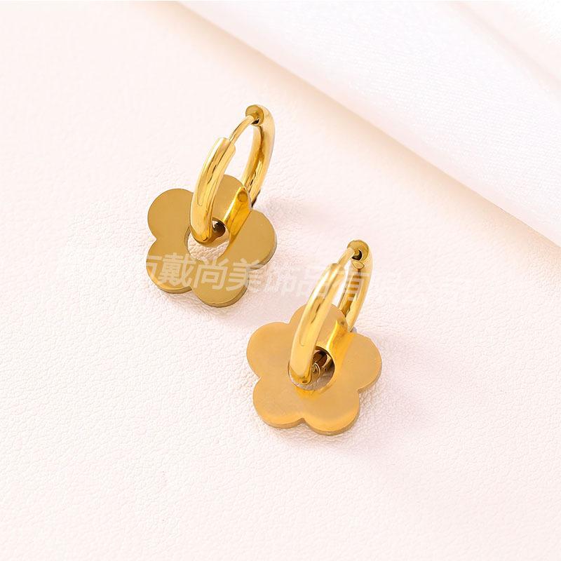 Flower earrings stainless steel high-end stud earrings fashion versatile trend temperament niche style