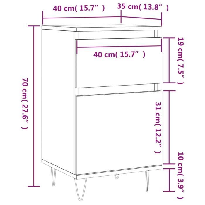 VidaXL Buffets 2 Pcs Glossy White 40x35x70 Cm Engineered Wood 831153