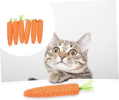 Cat Toy Carrot Sound Bite Resistant Paper Rope Clean Teeth Interactive Chew Toys Cat Kitten Built-in Bell Small Animals Pet Toys